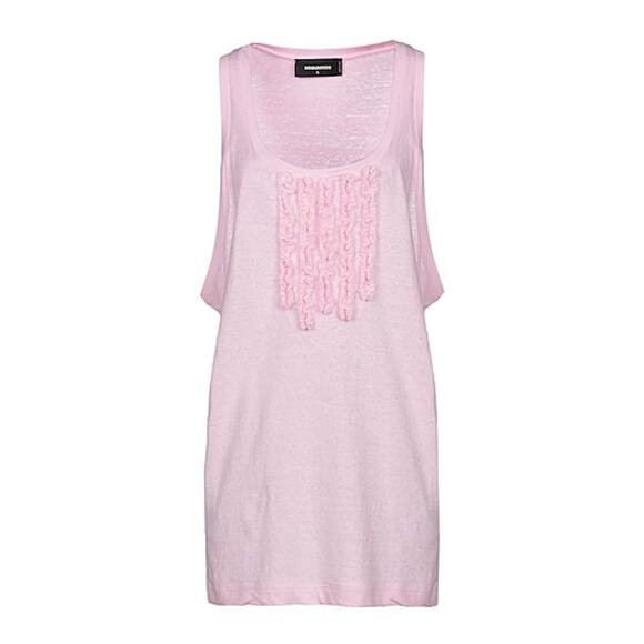 DSQUARED2 100% Cotton Jersey Tank Top Italy Light Pink - Size Extra Large / XL - Picture 6 of 8